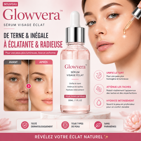 Glowvera™ Sérum Visage Technologie Fusion Escargot-Collagène  Effet Peau de Verre en seulement 36 heures