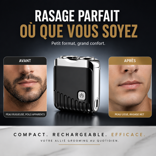 TrimFlex™ Mini Rasoir Électrique Technologie Rotative UltraGlide  Finition Impeccable en 90 Secondes