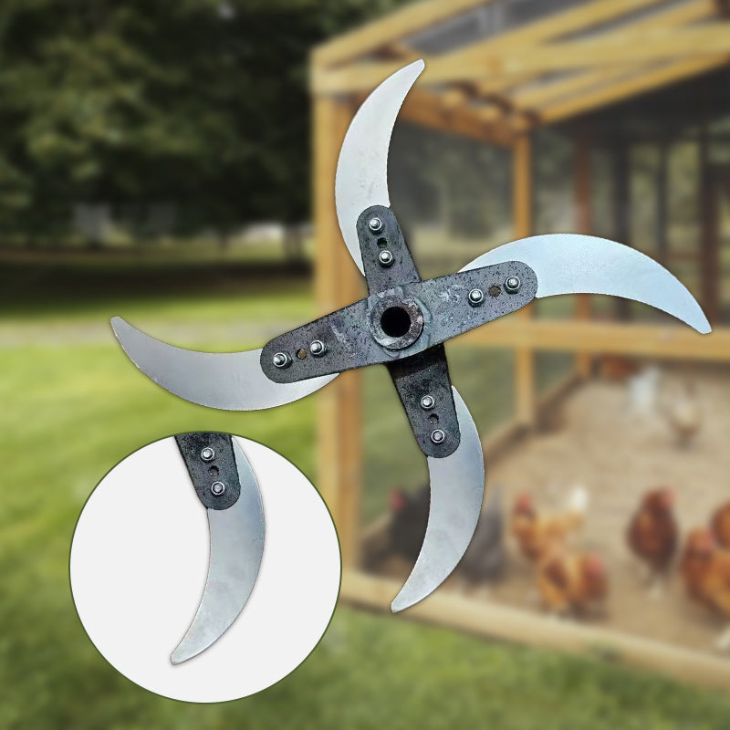 📢📢50% de réduction ! 🔪 Lame de coupe 4 lames pour déchiqueteuse d’herbe – Diamètre ajustable (25-26 cm), acier anti-rouille, installation universelle ! 🌿🚜