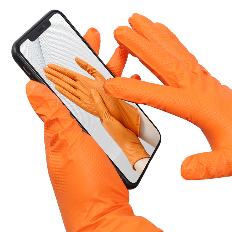 (30 paires)🔥🔥Gants jetables en nitrile avec renfort à motif losange, gants de protection industriels