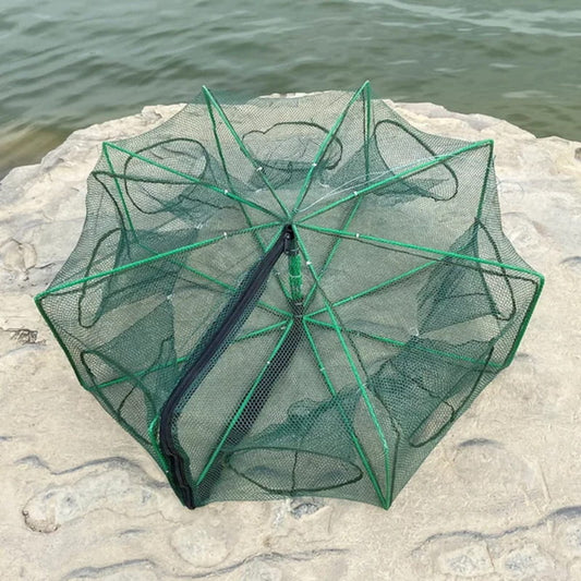 Filet de pêche renforcé auto-pliable