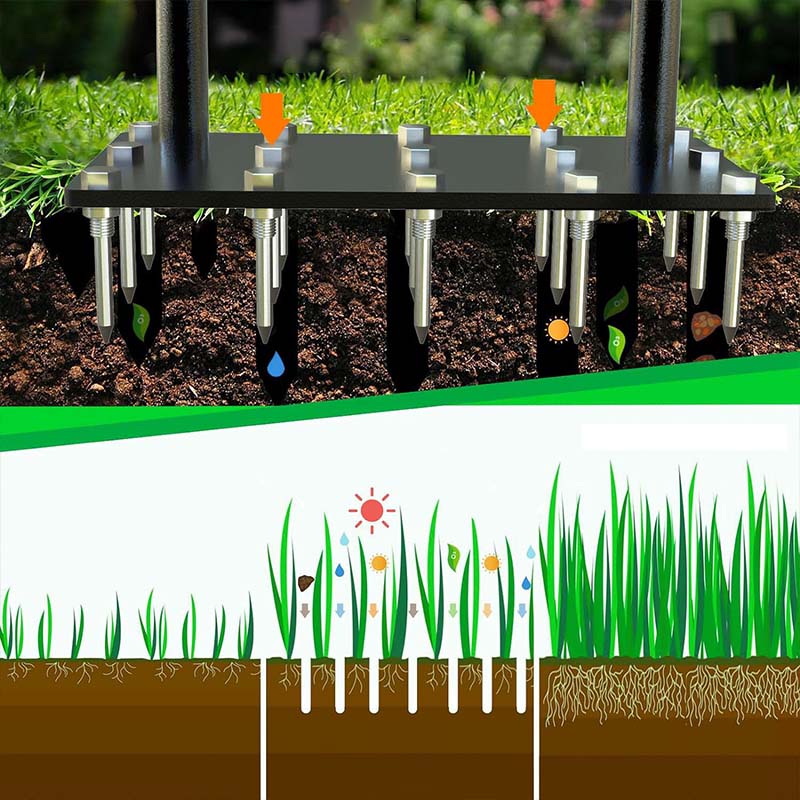 Aérateur pour pelouse, conception automatique pour nettoyer la saleté et les feuille