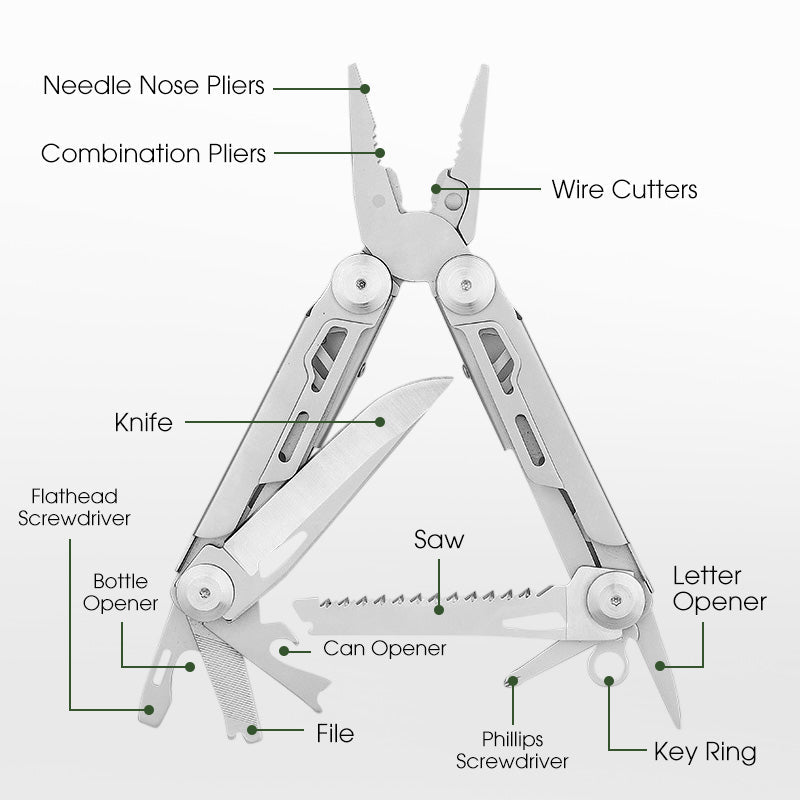 Pince multifonction pliable 12 en 1 en acier inoxydable