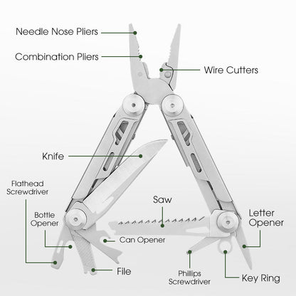 Pince multifonction pliable 12 en 1 en acier inoxydable