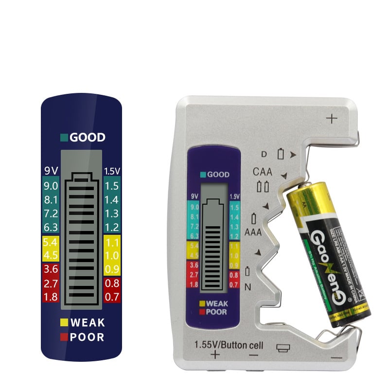 📢📢50% de réduction ! ✨ Testeur de Batteries Universel – Vérifie Piles AA, AAA, 9V, Bouton & Plus en 3 Secondes ! Compact, Précis, Sans Pile ! 🔋⏱️